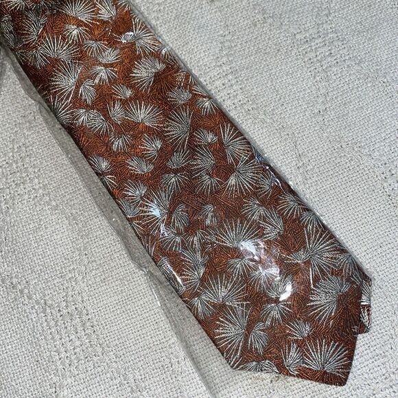 Holland & Sherry Men’s Dress Tie Size 63” 3.25” Bronze Floral Silk Business City
